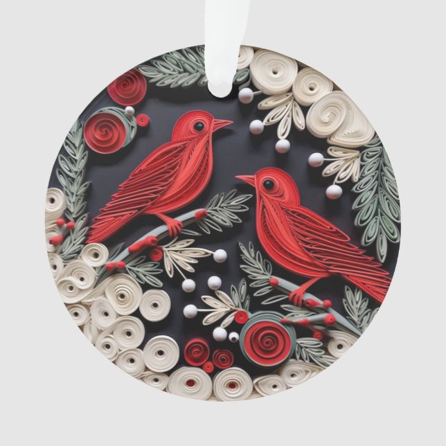 3d Quilled Paper Art Birds Ornament (Front)