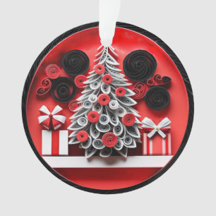 3d Quilled Paper Art Christmas Tree and Snowflakes Ornament