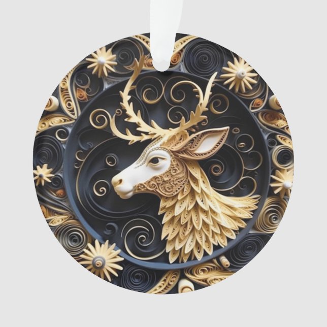 3d Quilling Effect Reindeer Ornament (Front)