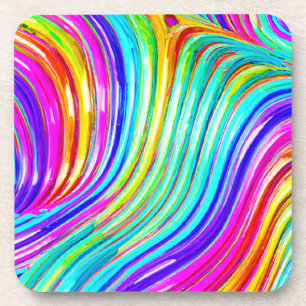 3D Rainbow-hued Abstraction Pattern Coaster