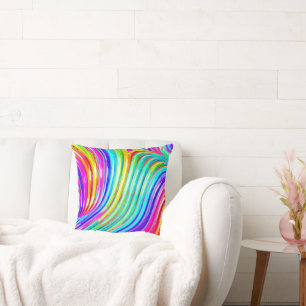 3D Rainbow-hued Abstraction Pattern Cushion