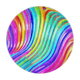 3D Rainbow-hued Abstraction Pattern Cutting Board