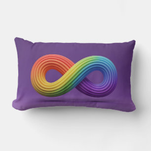 3D Rainbow Infinity Symbol Autism Neurodiversity Lumbar Cushion