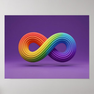 3D Rainbow Infinity Symbol Autism Neurodiversity Poster