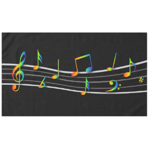 3D Rainbow Musical Notes Score on Black Tablecloth