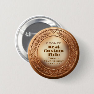 3D Realistic Bronze Medal Custom Editable Award 6 Cm Round Badge