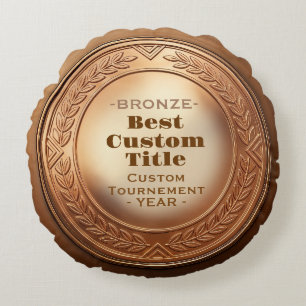 3D Realistic Bronze Medal Custom Editable Award Round Cushion