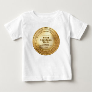 3D Realistic Gold Medal Custom Editable Award Baby T-Shirt
