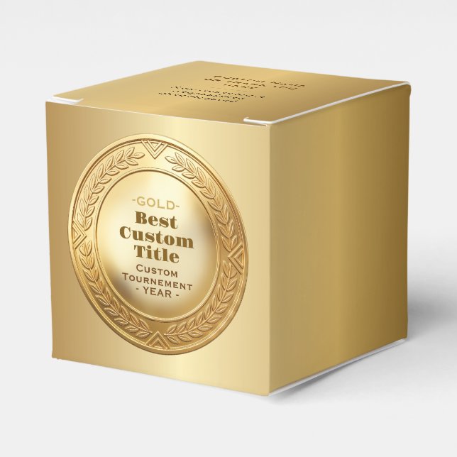 3D Realistic Gold Medal Custom Editable Award Favour Box (Front Side)