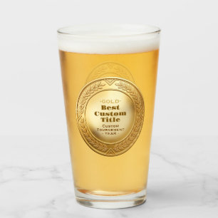 3D Realistic Gold Medal Custom Editable Award Glass