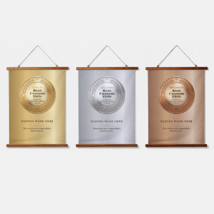 3D Realistic Gold Medal Custom Editable Award Hanging Tapestry