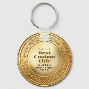 3D Realistic Gold Medal Custom Editable Award Key Ring