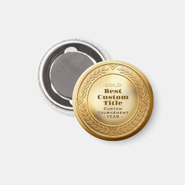 3D Realistic Gold Medal Custom Editable Award Magnet (Front/Back)
