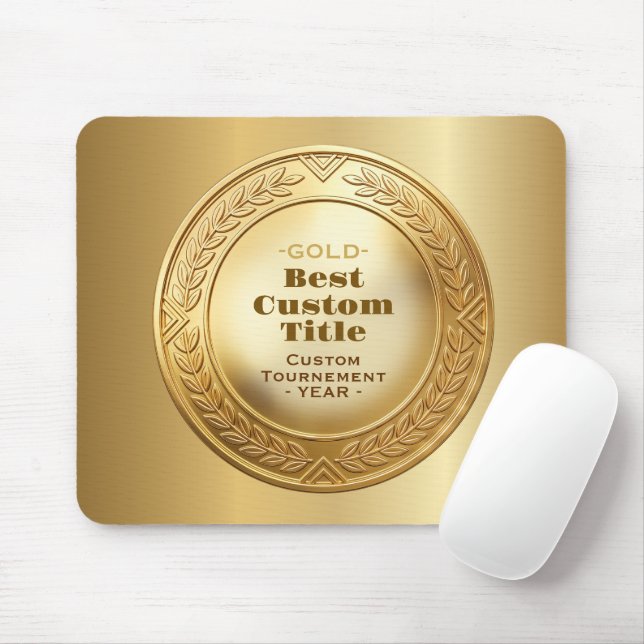 3D Realistic Gold Medal Custom Editable Award Mouse Pad (With Mouse)
