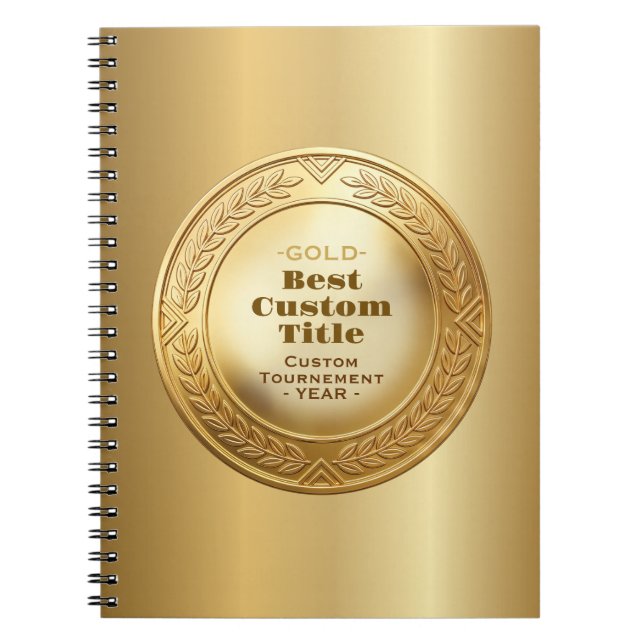 3D Realistic Gold Medal Custom Editable Award Notebook (Front)