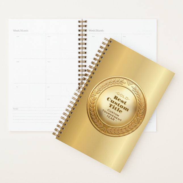 3D Realistic Gold Medal Custom Editable Award Planner (Display)