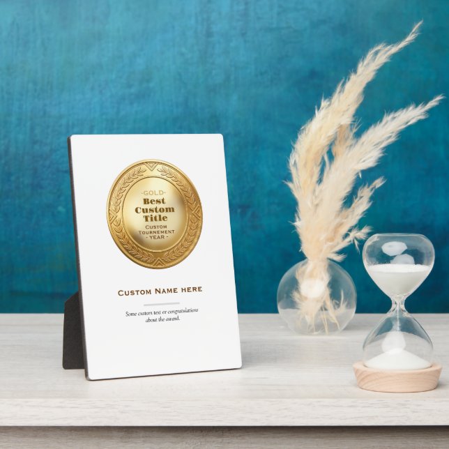 3D Realistic Gold Medal Custom Editable Award Plaque (Side)