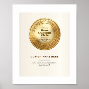 3D Realistic Gold Medal Custom Editable Award Poster