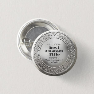 3D Realistic Silver Medal Custom Editable Award 3 Cm Round Badge