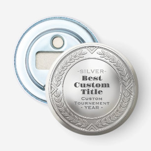 3D Realistic Silver Medal Custom Editable Award Bottle Opener