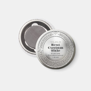 3D Realistic Silver Medal Custom Editable Award Magnet
