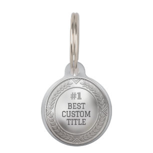 3D Realistic Silver Medal Custom Editable Award Pet Tag