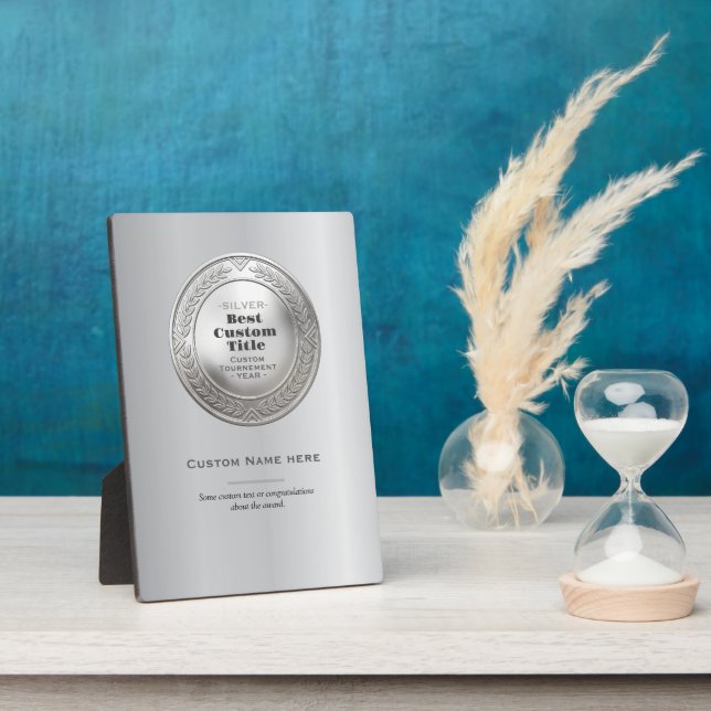 3D Realistic Silver Medal Custom Editable Award Plaque (Side)