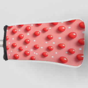 3D Red and White Polka Dots Pattern  Golf Head Cover