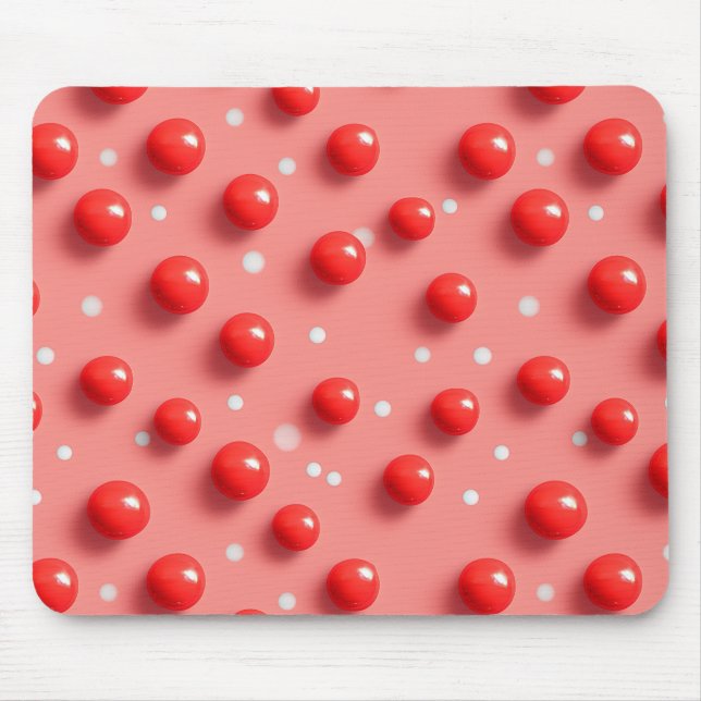 3D Red and White Polka Dots Pattern  Mouse Pad (Front)