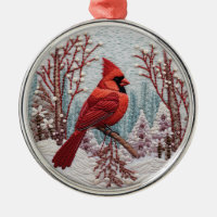 3D Red Cardinal Bird Chirstmas  Metal Ornament