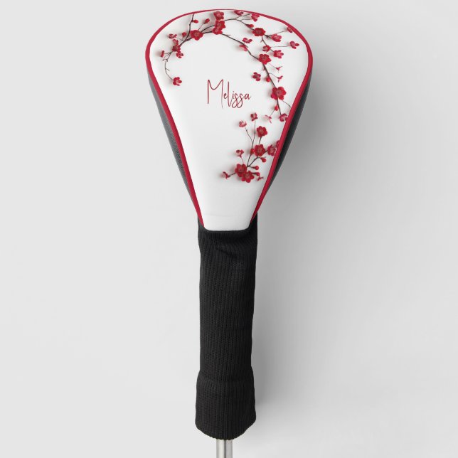 3D Red Cherry blossom Golf Head Cover (Front)