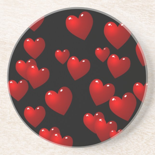 3D Red Hearts Coaster (Front)