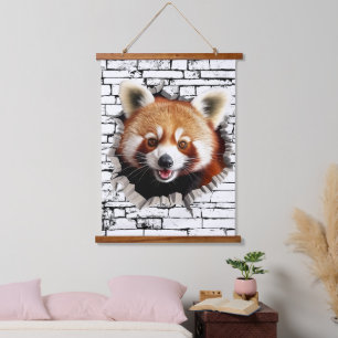 3D Red Panda Wall Break Art – Realistic Safari Hanging Tapestry