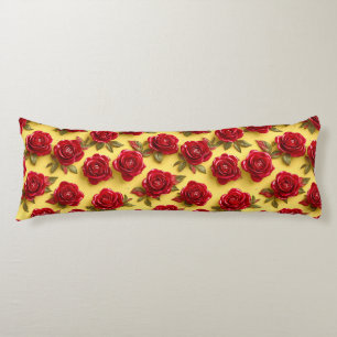 3d red roses pattern body cushion