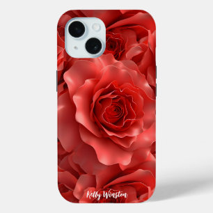 3D Red Roses Seamless Pattern  iPhone 15 Case