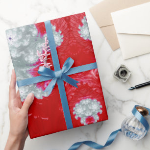 ~ 3D Red White Glossy Fractal ~ Christmas Wrapping Paper