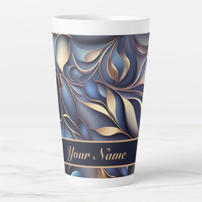 3D Refueling pattern blue gold Latte Mug (Front)