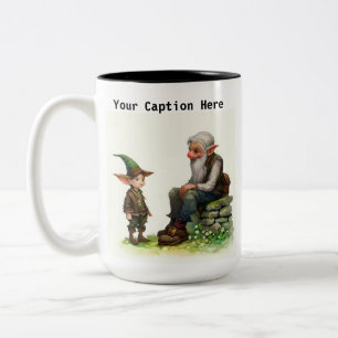 3D Render of an Elderly Elf Sharing his Knowledge  Two-Tone Coffee Mug