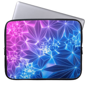 3d render, pink blue neon geometric background, po laptop sleeve