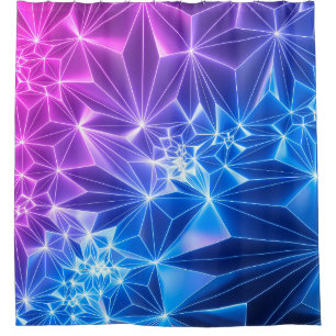 3d render, pink blue neon geometric background, po shower curtain