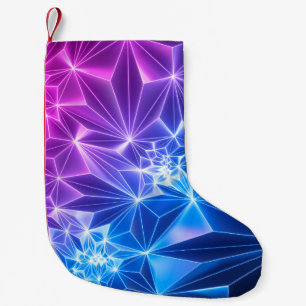 3d render, pink blue neon geometric background, po small christmas stocking