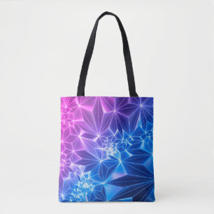 3d render, pink blue neon geometric background, po tote bag
