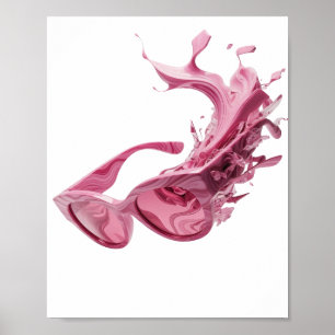3D RENDERED ABSTRACT PINK AND WHITE PAINT SPLATTER POSTER