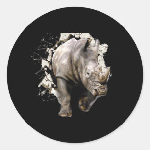3d Rhino - African Safari Animal Rhinoceros Classic Round Sticker