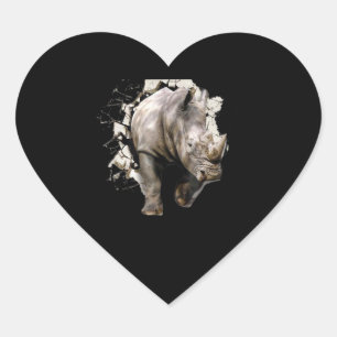 3d Rhino - African Safari Animal Rhinoceros Heart Sticker