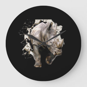 3d Rhino - African Safari Animal Rhinoceros Large Clock