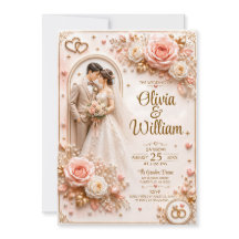 3D Romantic Rose Wedding Card | Personalised