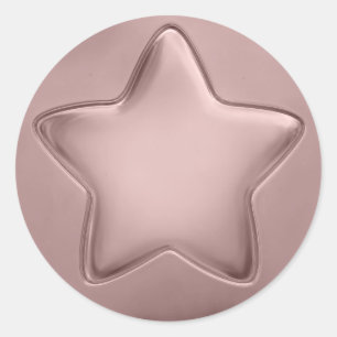 3D Rose Gold Foil Award Achievement Medal Star Classic Round Sticker