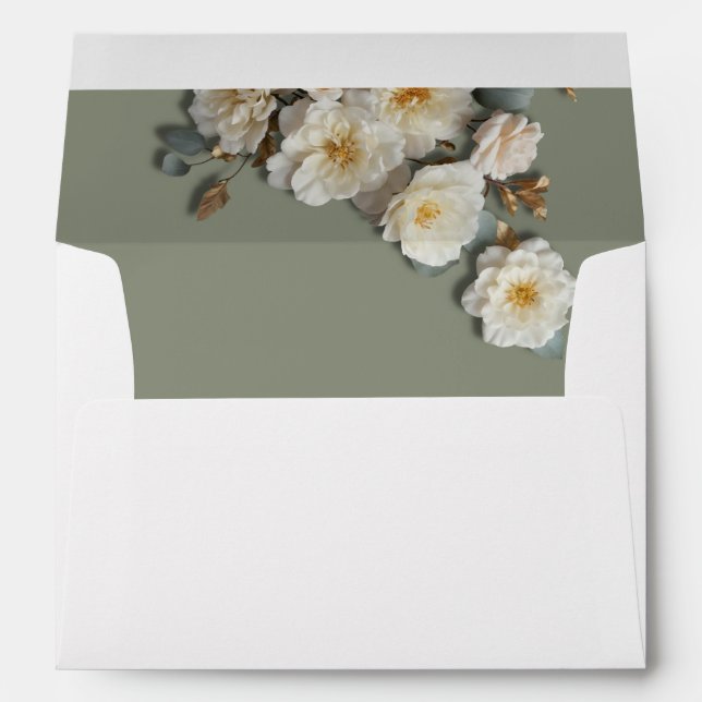 3D Roses Flowers Wedding Envelope (Back (Bottom))