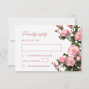 3D  Roses Wildflowers  Wedding RSVP Card